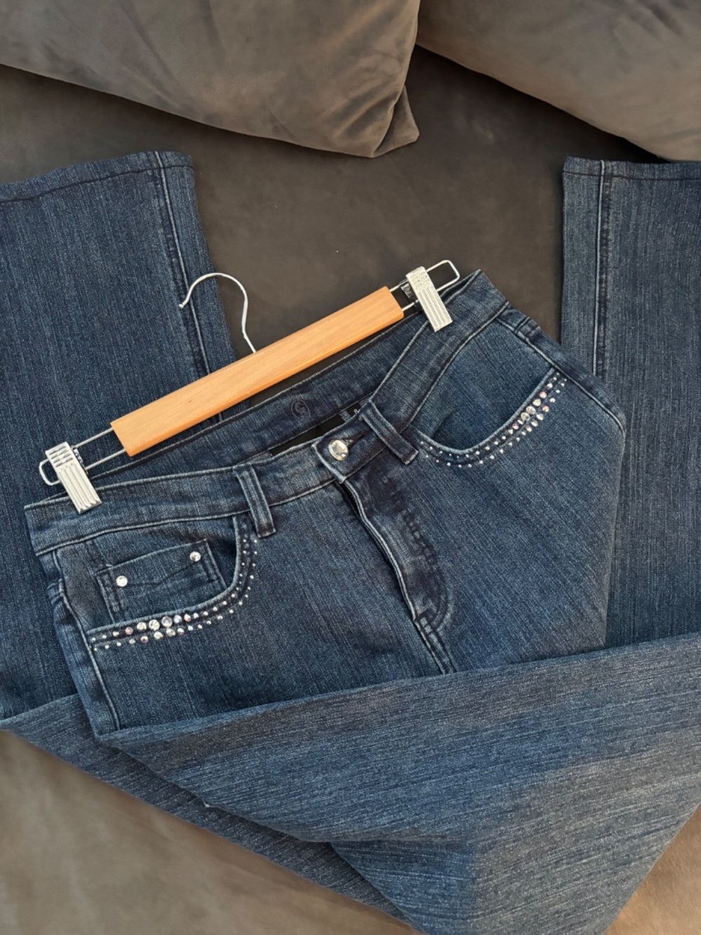 Vintage Christine Alexander Denim Jeans w/ Swarovski Crystal Embellishments